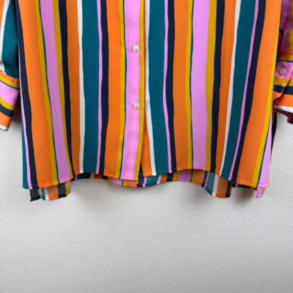 DUBGEE BY WHOOPI Multicolor Vertical Striped Casual Button Up Top / Size Plus 3X - Picture 9 of 15